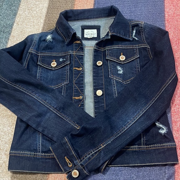 Basic Denim Wax Jean Jacket, size- s/p, color- blue - Picture 2 of 3